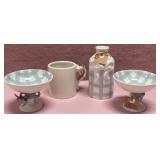 43 - CERAMIC BOW JAR AND BOWLS