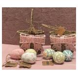 43 - PINK BOW EASTER BASKETS WITH EGGS