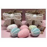 43 - WOVEN BASKET EASTER EGG SET