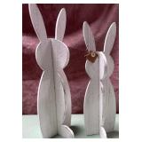 9 - DISTRESSED WOODEN BUNNY FIGURES