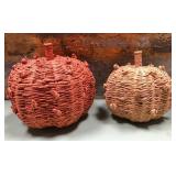 43 - DECORATIVE WOVEN PUMPKIN BASKETS SET