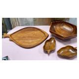 71 - FOUR WOODEN SERVING PIECES