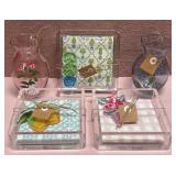 43 - GLASS VASE AND COASTER SET