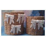 43 - WOVEN STORAGE BASKET SET WITH BOWS