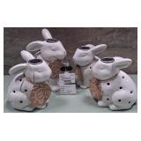 43 - CERAMIC BUNNY TEALIGHT HOLDER SET