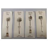 443 - FOUR 24K GOLD FILLED STICK PINS (R37)