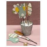 43 - EASTER PICKS METAL BUCKET SET