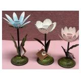 43 - METAL FLOWER CANDLE HOLDER SET