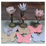 43 - DECORATIVE FLOWER CANDLES AND BUTTERFLIES