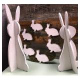43 - RUSTIC WOODEN BUNNY DECOR SET