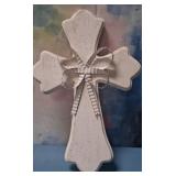 43 - DISTRESSED WHITE DECORATIVE CROSS