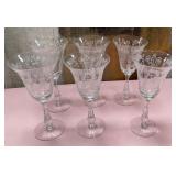 71 - SIX PIECES CLEAR STEMWARE