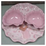 43 - PINK CERAMIC SERVING PLATTER SET