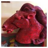 R - CARVED CINNABAR HORSEHEAD (O2)