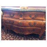 R - FOUR-DRAWER BOMBE CHEST WITH MARBLE TOP (M19)