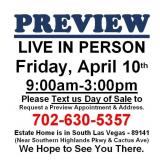 PREVIEW LIVE IN PERSON - Friday, April 10th