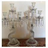 R - PAIR OF CRYSTAL CANDLE HOLDERS (B4)