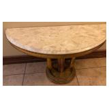 R - DEMI-LUNE CONSOLE TABLE WITH MARBLE TOP