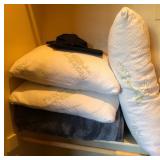R - LOT OF BED PILLOWS & CLOTHES HANGERS (A18)