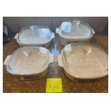R - FOUR PIECES CORNING WARE WITH LIDS (K86)