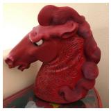 R - CARVED CINNABAR HORSE HEAD (O6)