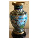 R - CHINESE CLOISONNE VASE WITH STAND 12'T (P42)