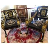 R - ROYAL LIONS HAND-CARVED THRONE CHAIRS (M28)