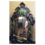 VENETIAN ROCOCO-STYLE HAND PAINTED & GILT MIRROR