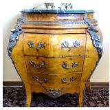 R - LOUIS XV-STYLE BOMBE CHEST WITH MARBLE TOP