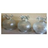 R - THREE FROSTED GLASS LAMP SHADES (P43)