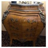R - THREE-DRAWER BOMBE CHEST WITH MARBLE TOP