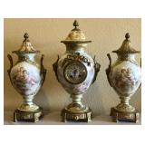 R - SEVRES-STYLE CLOCK GARNITURE SET (P51)