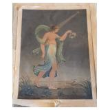 R - ANTIQUE 'HOURS OF THE DAY' PRINT 19X14' (P206)