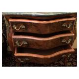 R - THREE-DRAWER BOMBE CHEST WITH MARBLE TOP