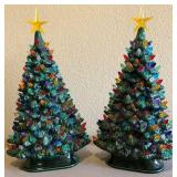 R - TWO CERAMIC LIGHTED CHRISTMAS TREES (P5)