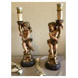 R - TWO FIGURAL CHERUB TABLE LAMP BASES (P78)