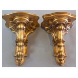 R - PAIR OF GILT WOOD WALL SCONCES (P120)