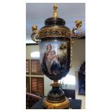 R - FRENCH SEVRES-STYLE LIDDED VASE 28"T (M40)