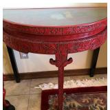 R - CARVED CINNABAR TABLE WITH INLAY TOP (O3)