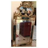 R - ROCOCO-STYLE HAND PAINTED SCENIC MIRROR