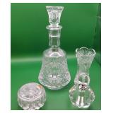 W - CRYSTAL DECANTER, VASE & TRINKET BOX (L53)
