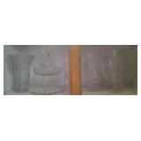 W - TWO-TIER TRAY, VASES & GLASSWARE (K52)