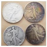 W - FOUR SILVER HALF DOLLARS (C69)