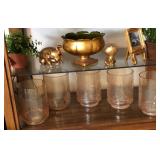 W - GLASSWARE, FIGURINES, PEDESTAL PLANTER (B8)