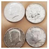 W - FOUR SILVER HALF DOLLARS (C32)