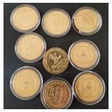 W - NINE COLLECTIBLE CASINO TOKENS (K63)