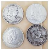 W - FOUR SILVER HALF DOLLARS (C17)