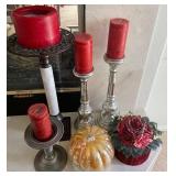 W - MIXED LOT CANDLE HOLDERS WITH CANDLES (L5)