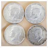 W - FOUR SILVER HALF DOLLARS (C25)