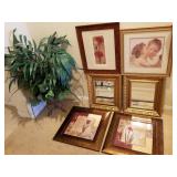 W - SIX PIECES FRAMED ART, FAUX HOUSE PLANT (E47)